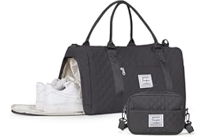 WEPLAN Reisetasche Damen Sporttasche mit Schuhfach & Kulturtasche Handgepäck Tasche Weekender Bag Schwimmtasche,Wasserdicht Travel Duffle Bag,Overnight Weekend Fitnesstasche für Reise Gym,Schwarzgrau