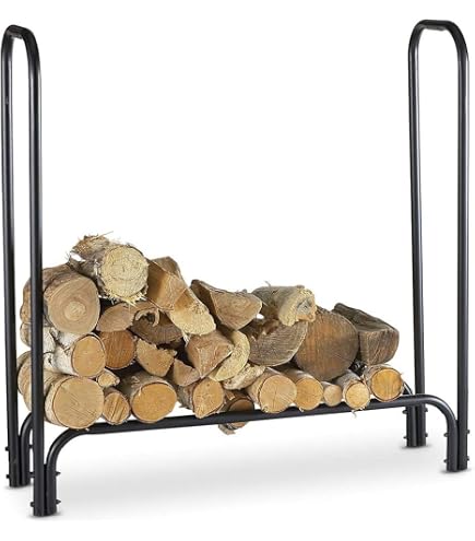 Rastrelliera Per Legna Da Ardere Nera - 44x28x65 Cm, Acciaio Laminato A Freddo, Portata 60 Kg, Per Camino Interno