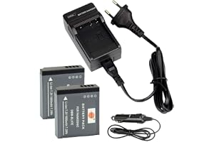 DSTE 2-Pack DMW-BLH7 batteri och laddare, kompatibelt med Panasonic Lumix DMC-GM1, DMC-GM1D, DMC-GM1K, DMC-GM1KD, DMC-GM1KK D