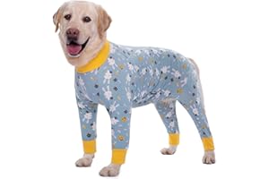 BT Bear Ropa para perros grandes, ropa elástica para mascotas, protege las articulaciones, anticabello, antilamer, protección contra heridas, pijama para perros medianos y grandes (4XL, gris azul)