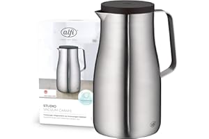 alfi STUDIO TT 1,0l, stainless steel, Isolierkanne aus doppelwandigem Edelstahl mattiert, hält 12 Stunden warm, 24 Stunden kalt, Drehverschluss, Öffnung groß, Thermoskanne, spülmaschinenfest, BPA-frei