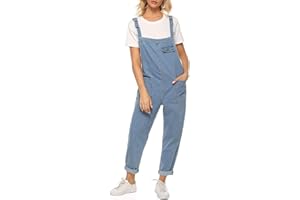 Sukany Women's Casual Baggy Denim Jean Overalls Loose Bib Dungarees Harem Romper Jumpsuit Pants