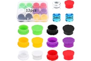 FUKAISU 12pz Tappi Protettivi per Fiale in Vetro da 3ml, a Prova di Perdite Resistenti alla Polvere Silicone Tappi per Fiale for la Conservazione Degli Oli Essenziali e l'uso in Laboratorio