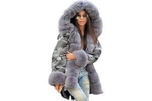 Aox Women Winter Faux Fur Hooded Coat Lady Warm Lined Thicken Parka Jacket Plus Size Outdoor Overcoat
