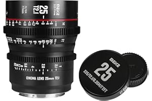 MEKE Objectif de cinéma 25mm T2.1 Super 35 Prime à Mise au Point Manuelle pour Appareil Photo EF-Mount Cine Compatible avec Canon C200 C300 II, Red Komodo, BMPCC 6K, Z CAM E2-S6 BMPCC 6K Pro