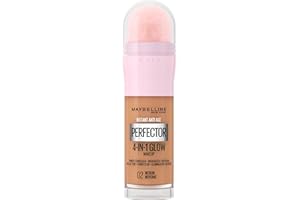 Maybelline New York Produkt do makijażu 4 w 1 z korektorem, kremem BB, pudrem i podkładem dla idealnej cery, podkład o lekkim kryciu, aplikator w gąbce, Instant Perfector Glow 02 Light Medium, 20 ml