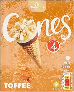 Morrisons Ice Cream Cones, Toffee, 4 x 110m…|200