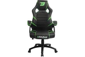 BraZen Puma Pc Gaming Chairs For Adults Ergonomic Design Pu Leather Bucket Seat Padded Fixed Armrest Butterfly Mechanism and Swiveling Compatible Largest British Brand- Green