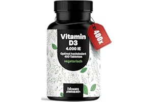 ‎BLOOM NATURALS BEAUTY SUPPLEMENTS Vitamin D3 4000 IE hochdosiert - 400 Tabletten - vegetarisch & produziert in Deutschland - Verpackung kann variieren