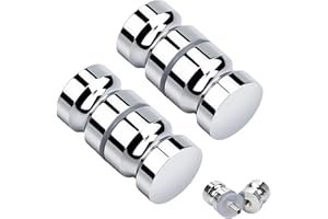 YFJSML 2 Pezzi Maniglia per Schermo Doccia, Pomello Porta, Doccia Porta Pulsante, Maniglia di Porta della Doccia, Rotonda Vetro in Lega di Alluminio Maniglia per Porta per Bagno Porte Scorrevoli