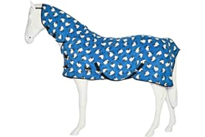 Horse Master Sheep Printed Standard Fleece Rug - Lightweight Travel Cooler Turnout Rug without Neck - Pony Breathable Protective Riding Sheet for Stable fields and Yard,BLU/S.NECK,5'9