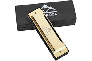 EastRock Harmonika C-Dur Harmonika mit Box 10-Loch Harmonika für Schüler, Fortgeschrittene und Anfänger (10-Loch,Gold)