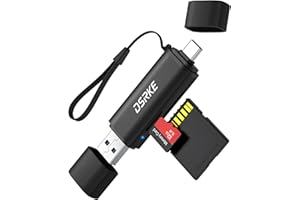 DSRKE SD Kartenleser, USB 3.0 & USB C Dual Stecker Kartenlesegerät, Aluminium Micro SD Adapter für SD, SDHC, SDXC, microSDHC, microSDXC Karten | Kompatibel mit iPhone 17/16/15, Android, Windows/macOS