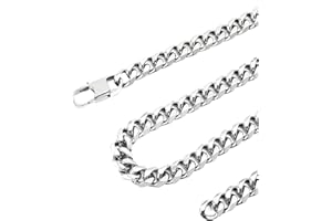 Inscca Halskette Herren Silber Ketten für Herren Edelstahl Kubanische Kette für Jungs Panzerkette Damen 3/6/9/12mm Dünn/Massiv Chirurgenstahl 316L Edelstahlkette Hip-Hop 45/50/55/60/65/70/75 cm