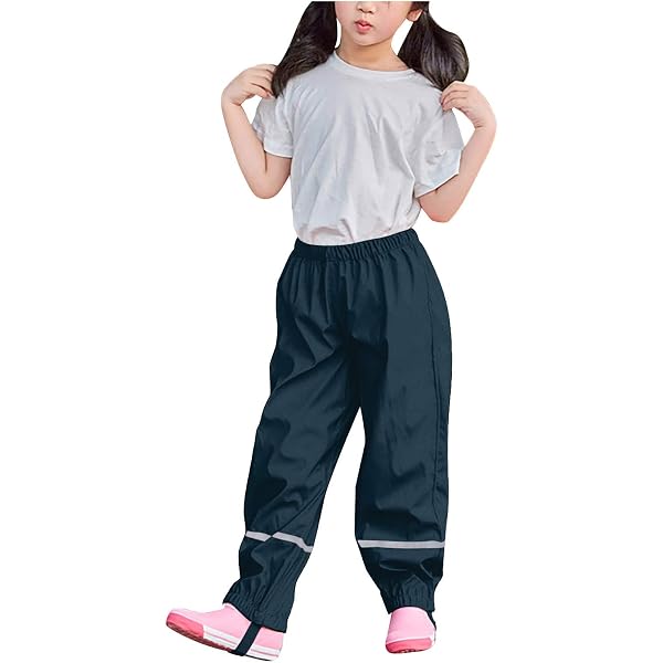 Generisch Kinder Matschhose – Wasserdichte Regenlatzhose Für Jungen & Mädchen, Atmungsaktiv, Mit Reflektorstreifen, Größen 92-140