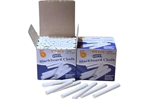 Kids B Crafty White Chalk Sticks – 200 Pack (2×100) Blackboard Chalk for Chalkboards, Schools, Teachers, Cafés & Menus – Dust-Free & Long-Lasting