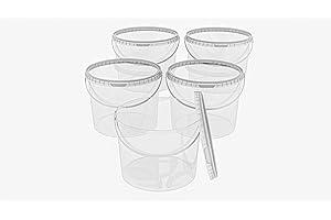 ‎MARMOS-PLAST MARMOS-PLAST 5 x 10 Liter Eimer Set transparenter Kunststoffeimer mit Deckel stapelbarer Milch-/Vorratseimer Honigeimer Behälter Lebensmittelfreigabe Lebensmittelechte Leereimer für Mehl Wassereimer