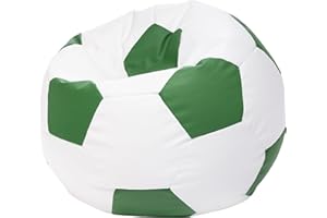 ‎ECOPUF Ecopuf Football - Sitzsack Fussball Größe M 65X45 cm Ideal für Kinder & Erwachsene - Fußball-Sitzsack aus Kunstleder - Sitzkissen Fußball Gefüllt mit Polystyrol (PS) Sitzkissen Gaming Sessel
