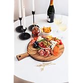 Deconox Akasya Saplı Yuvarlak Sunum ve Kesme Tahtası - Akasya Peynir Sunum Tahtası 40 * 31 * 1.5cm
