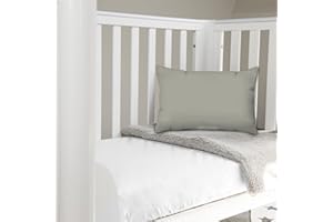 Pizuna Toddler Crib Pillow Cases 33x46cm Silver, 2pc 400 Thread Count 100% Long Staple Cotton Luxurious Sateen Weave Baby Small Pillow Cases For Crib Bed By