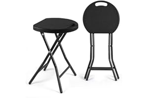 RFIVER Chaise Pliant Léger en Métal et Plastique Tabouret Pliable Capacité de 136kg Salon ou Bureau Lot de Deux Noir CH1001