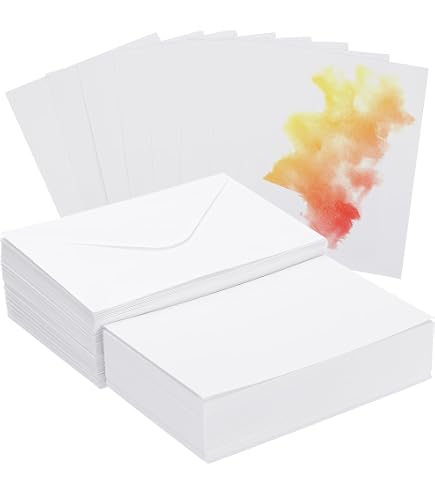 Set di 25 biglietti pieghevoli, con buste forato DIN A6/C6 bianco naturale con confezione