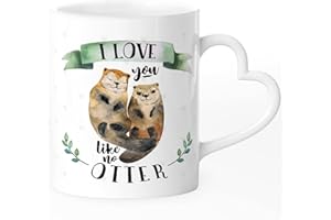 ‎SPECIALME SpecialMe® Tasse mit Herz-Henkel Spruch I love you like no Otter Geschenk-Idee Valentinstag Liebe Freund/Freundin/Partner weiß Herz-Tasse