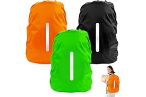 PRZRAO 3 Pezzi Copri Zaino per Pioggia, 30L-40L Parapioggia per Zaino con Strisce Riflettenti, Copri Zaino per Pioggia, Coprizaino Impermeabile Reflective per Ciclismo, Trekking, Campeggio