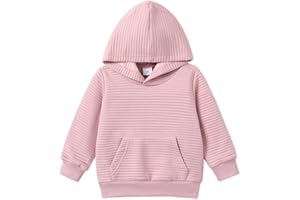 PATPAT Toddler Hoodie Boy Girl Hooded Sweatshirt Solid Color Textured with Pocket Pullover Hoodies for Toddler