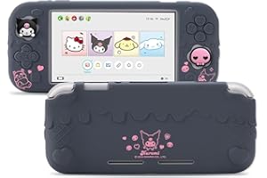Kuitmor Switch Lite Case,Soft Silicone Protective Case,Anti-Scratch Protective Cover Compatible with Switch Lite 2019 with 2 Thumb Grip Caps (Black)