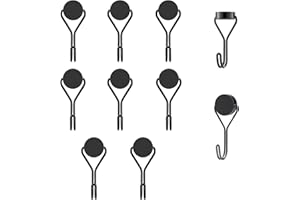 ENLACE 10 sztuk bardzo mocnych haczyków magnetycznych neodymowych do gadżetów, 16 mm, czarne, zdejmowane, małe haczyki magnetyczne do grilla, kuchni, szafek, biura, lodówki, udźwig 5 kg