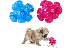 Easy Joy Giochi per Cani 2 Palline Giochi Interattivi Palline Rimbalzante, Giocattoli da Masticare Accessori per Cani di Taglia Piccola o Media, Blu e Viola 10x10x9 cm