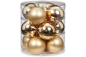 MAGIC BY INGE MAGIC Weihnachtskugeln Glas 8cm 12 STK. Christbaumkugeln Farbe: Brokat Gold Glanz matt