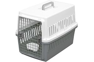 Iris Ohyama, Jaula, Caja de transporte para perro, gato, 2 puertas, L67 x F47 x A51 cm, ATC-670, Gris