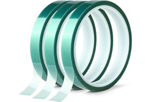 GDRTWWH 3 rotoli di nastro adesivo in poliestere ad alta temperatura, nastro in PET con adesivo in silicone, ideale per pittura, verniciatura a polvere, anodizzazione, circuiti, stampanti 3D (13 mm x 25 m)