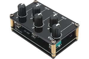 AGATIGE Mini Mixeur Audio Stéréo, Portable 4 Canaux Haute Sensibilité Faible Bruit Mixeur Audio Mini Mixeur Audio Stéréo 4 Canaux pour Guitares Basses et Claviers Petit Lecteur Cassettes pour Club