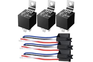 GUUZI 3 Pack 12V 40 Amp Relè Auto DC 4 Pin SPST e Cablaggio - Kit Relè Fili di Rame per Impieghi Gravosi per Camion Automobilistico Furgone Moto Barca