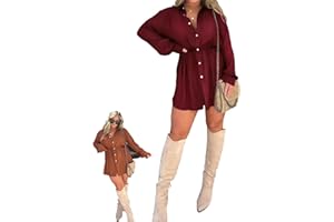 Goniome Satin Dress Set, Satin Covered Nights Romper Dress, Women's Solid Color Casual Elegant Button Long Sleeve Shirt Suit