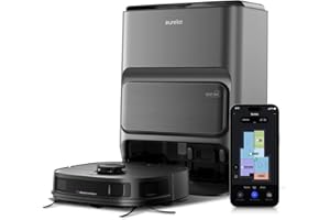 Eureka J12 Ultra Robot Aspirateur Laveur avec Station Automatique de Vidange Lavage Séchage, Aspirateur Robot de 5000Pa, Serpillière Rotative, Double LiDAR Navigation, Évitement d'Obstacle 3D IA