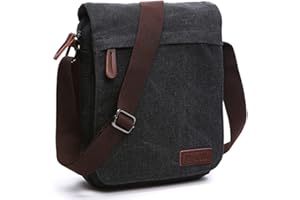 Outreo Uomo Borsa a Tracolla Retro Borsa A Tracolla Vintage Borsa Scuola per Laptop Tempo Libero Borsa, nero, L, Retrò,Vintage