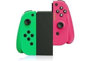 Vinkarpe Switch Controller, 2er Set Wireless Joystick Gamepad für Switch/Switch OLED/Lite mit Aufwachfunktion/6-Axis Gyroskpo/Dual Motor/Screenshot, Switch Controller mit Einen Ständer - Rosa und Grün