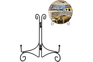 HOPEME 8 Inch Plate Stand for Display, Folding Metal Plate Easel, Black Iron Stand Photo Holder for Wedding Place Card, Decorative Plates, Picture Frame, Artwork and Album Card (8 Inch, 1 Pack)