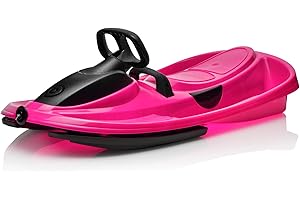 NETSPORTIQUE Lenkschlitten - Farbe auswählbar - Lenkbob - Mit Zugseil + Bremse - Ideal, um die Rodelbahn voll Speed runter zu Fahren !