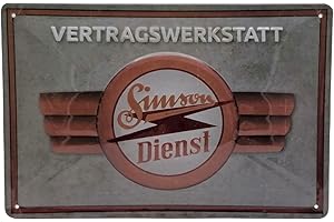 LUCKYLINDE 30 x 20 cm Retro Blechschild passend für Simson Moped, Motorrad Fans, Deko Werkstatt, Garagen Schild, geprägtes Stahlblech