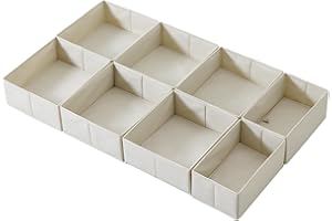 ORLISA 8er Set Schubladen Organizer kompatibel mit PAX Kleiderschrank 100x58 cm, Faltbar Stabil, Aufbewahrungsboxen für Kleidung, in Beige