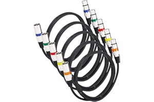PERMUST 5 Pack Cable de micrófono XLR macho a hembra de 3 pines 1,5 m / 4 pies, cable de conexión de cable de señal DMX Cables para luz de escenario conector de metal