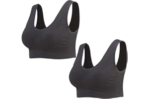 Lemef 2-Pack Seamless Sports Bra Wirefree Yoga Bra with Removable Pads for Women