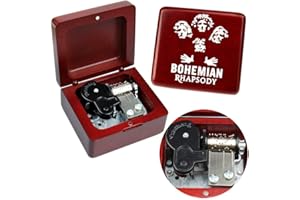 Sinzyo Queen-Bohemian Rhapsody Music Box Vintage Musical Boxs Gift For Birthday Valentine's Day Christmas Day(Wine Red Box)