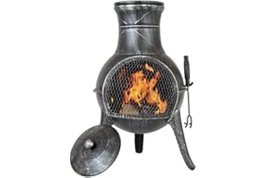 La Hacienda Squat Four de terrasse - Brasero pour Les soirées détendues - Colonne de feu d'extérieur - Cheminée de Jardin en Acier de qualité supérieure - 38 x 38 x 68 cm