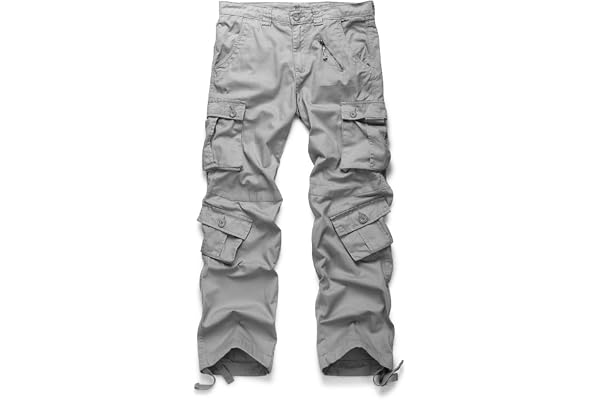 Homme Pantalon Cargo en Coton Multi Poches Type Mince